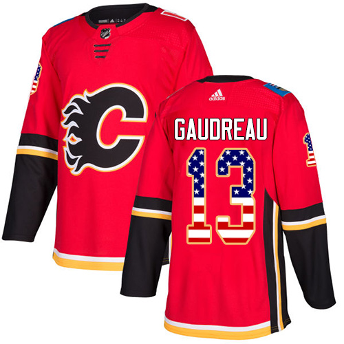 Kinder Calgary Flames Eishockey Trikot Johnny Gaudreau #13 Authentic Rot USA Flag Fashion